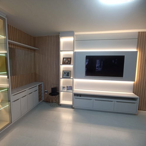 sala rack tv iluminado